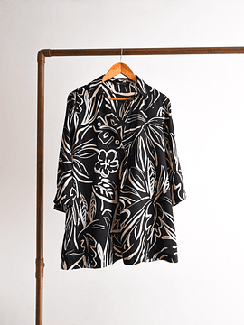 Blusón floral print satín