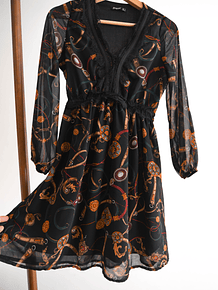 Vestido vaporoso print baroque