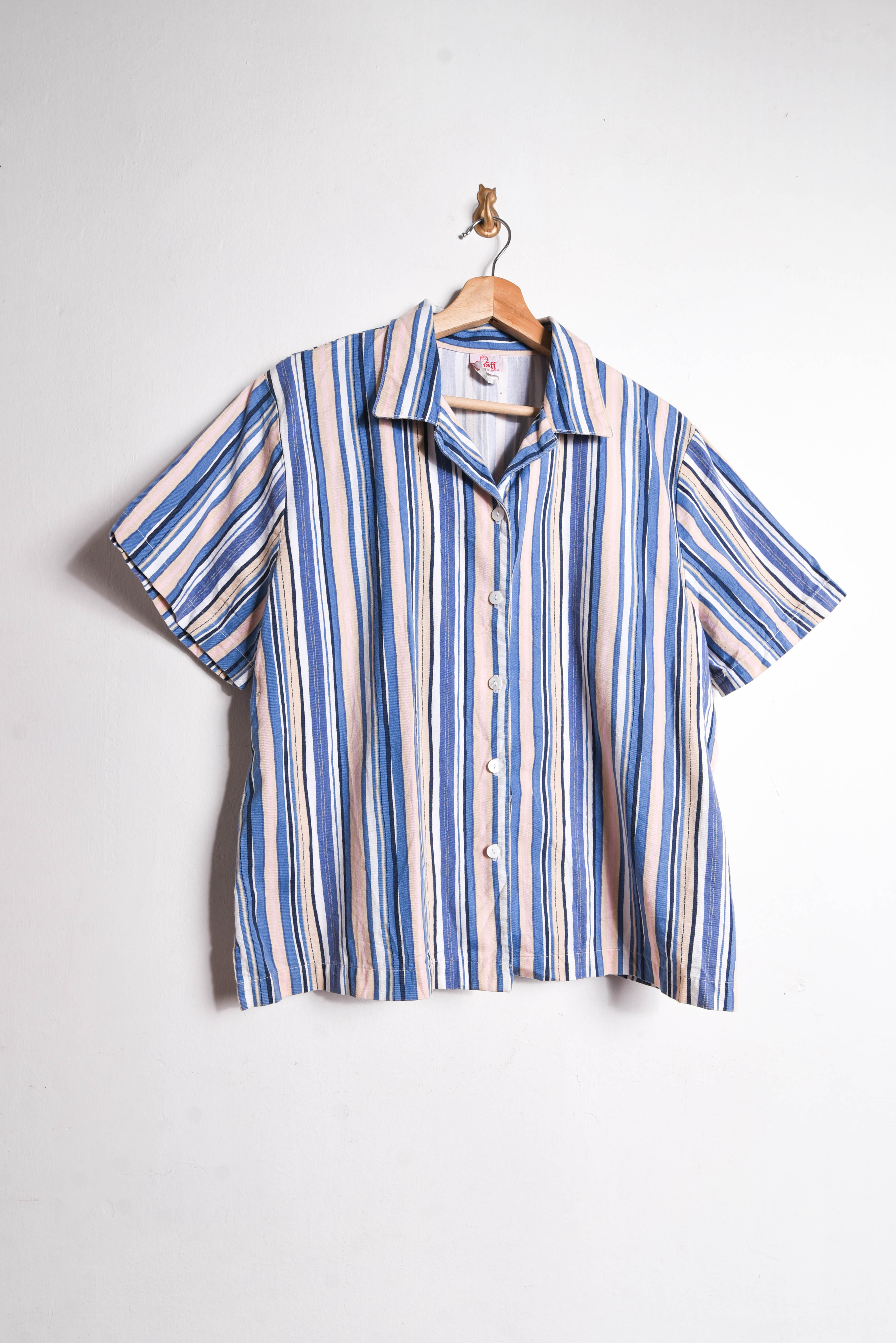 Camisa rayada celeste vntg