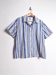 Camisa rayada celeste vntg