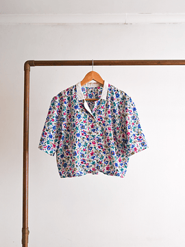 Blusa floral crop vintage