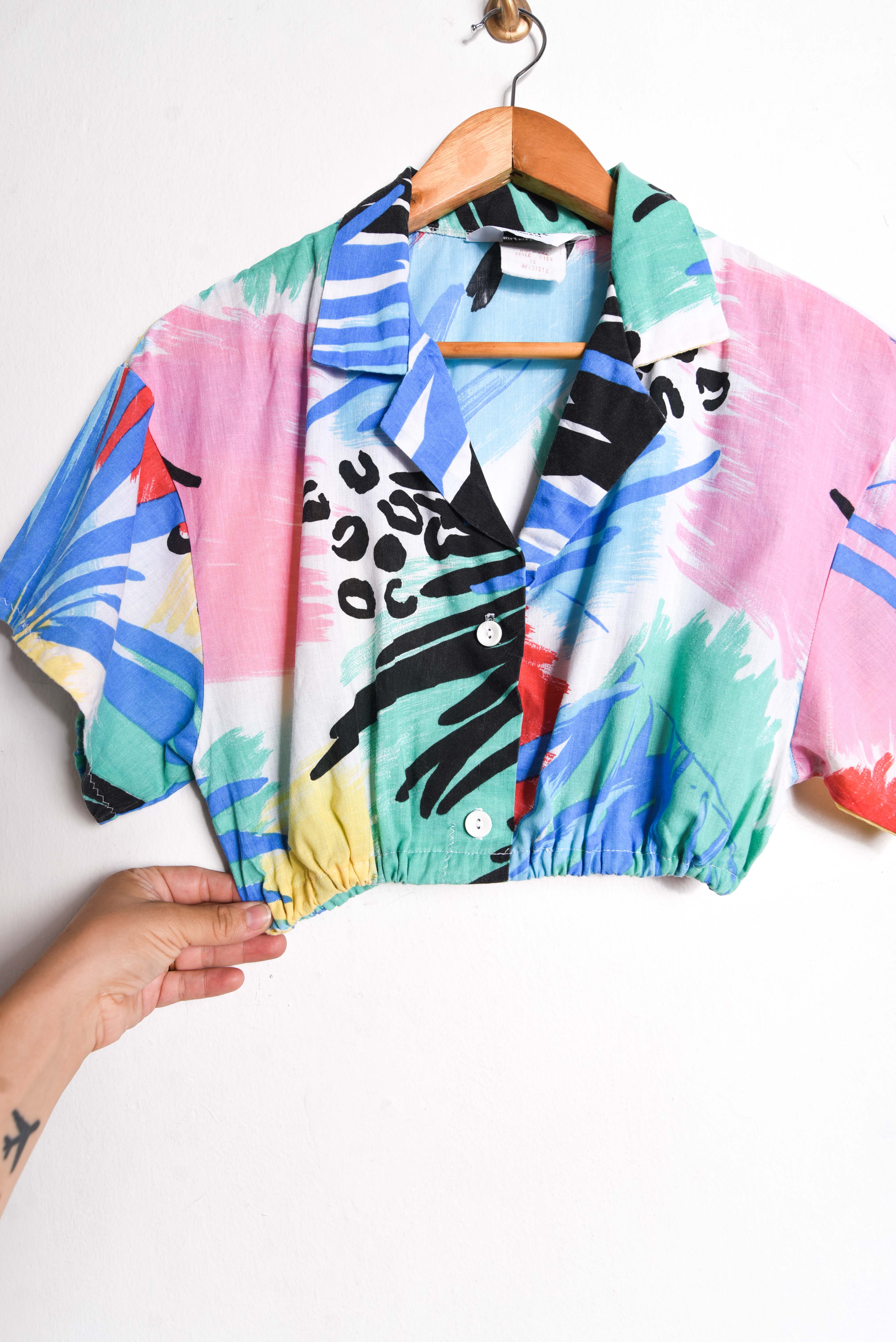 Camisa crop tropical vntg