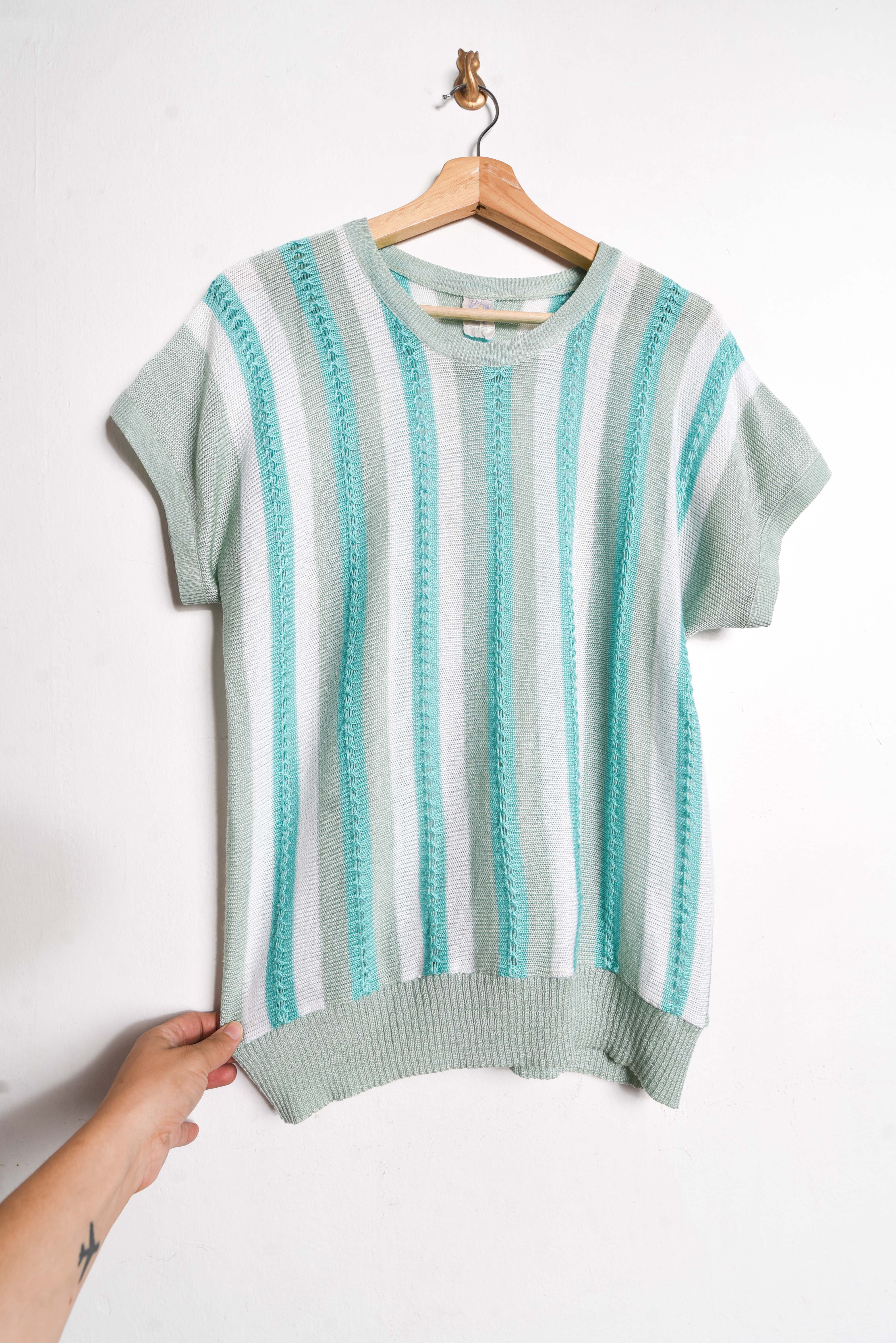 Top tejido turquesa vintage 80s