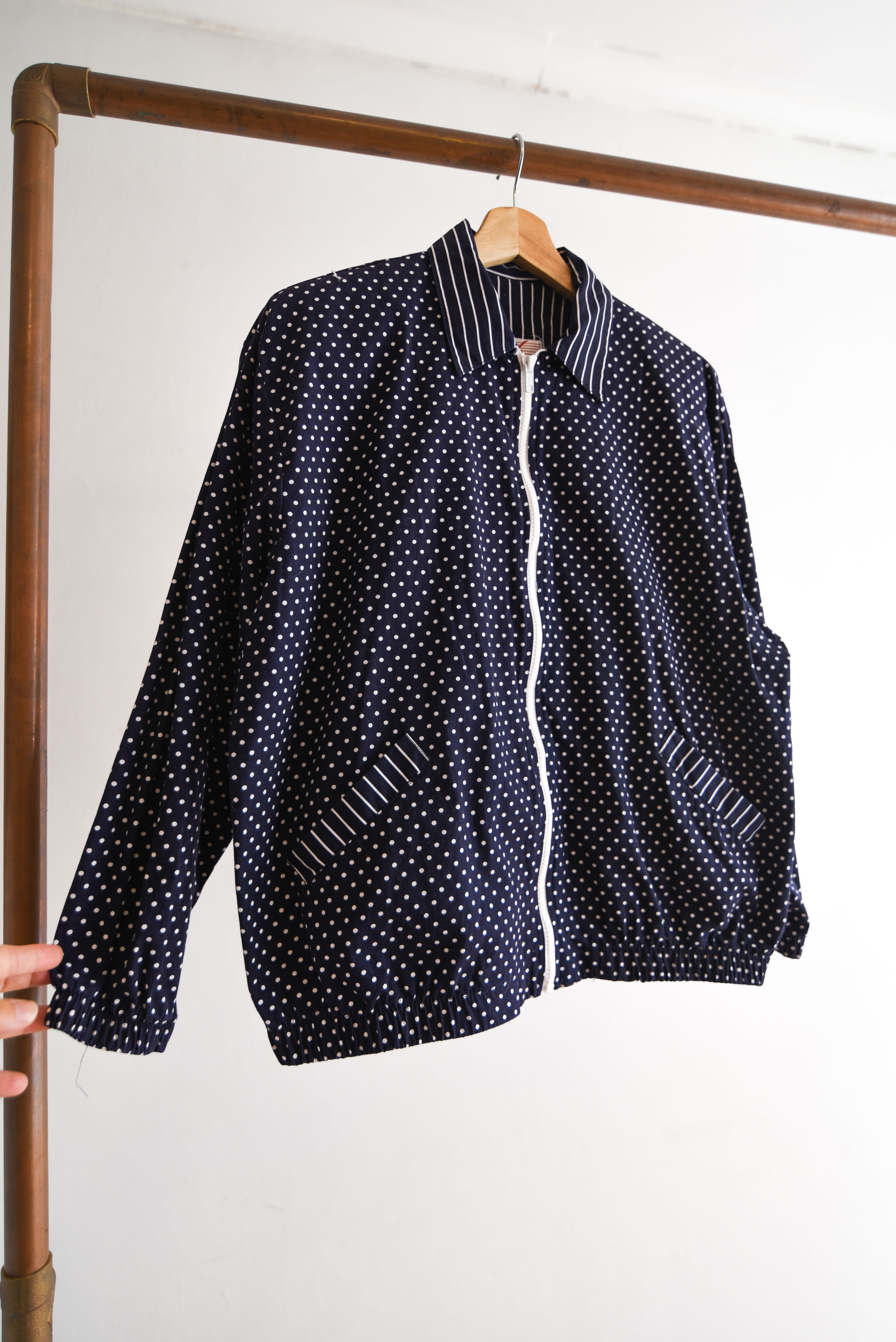 Chaqueta vintage navy polka dots