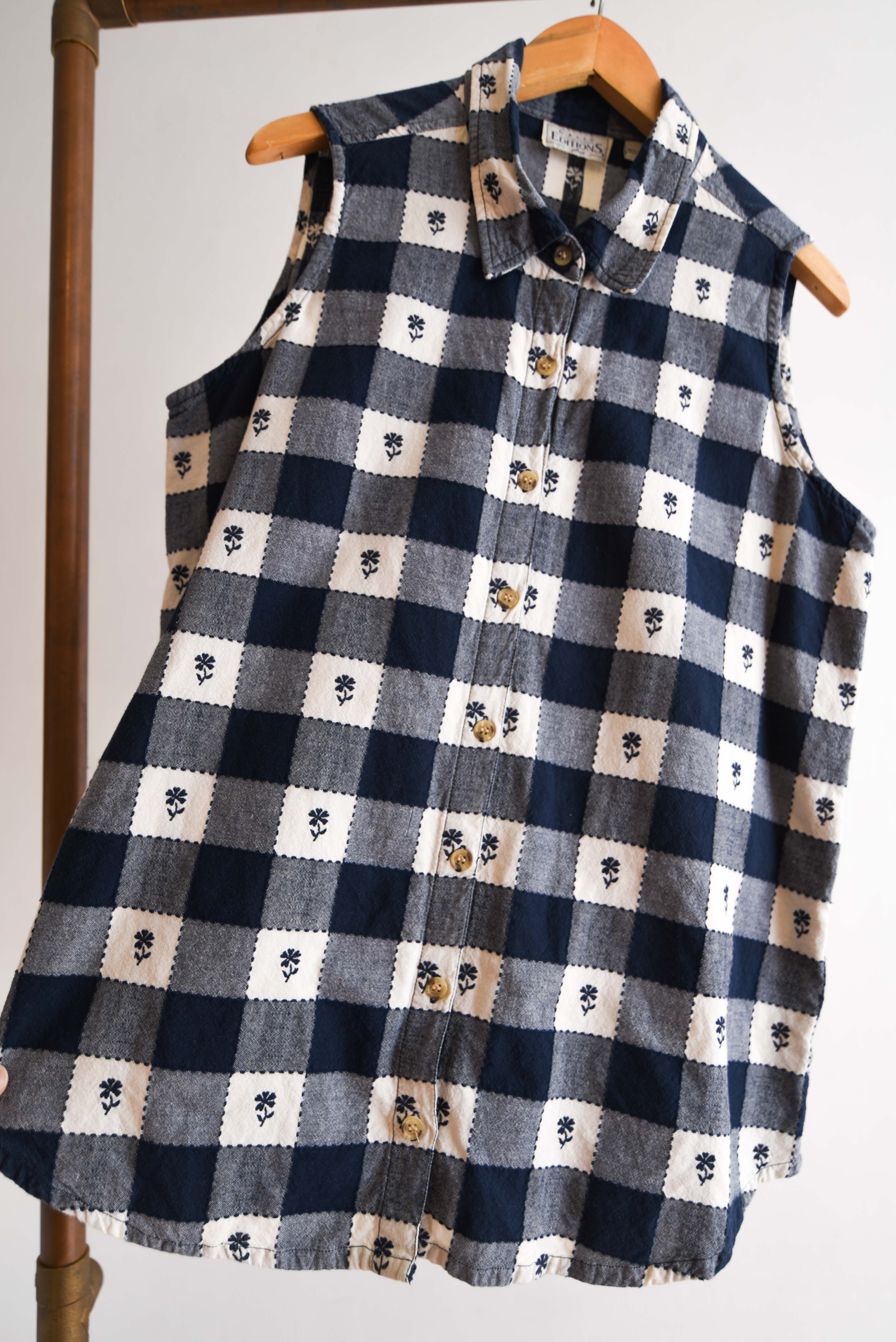 Blusa cuadros navy flores