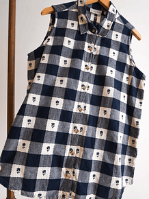 Blusa cuadros navy flores