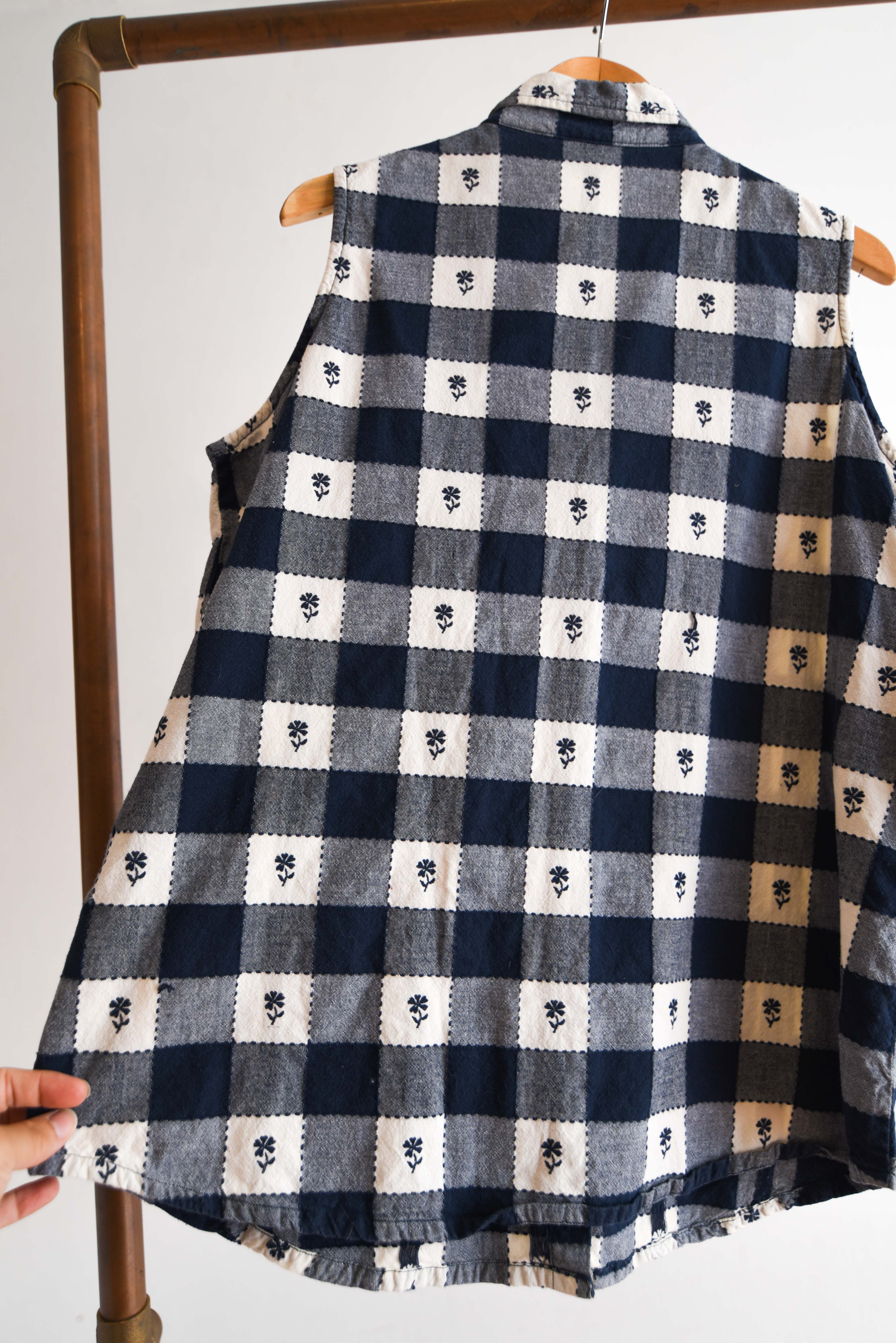 Blusa cuadros navy flores