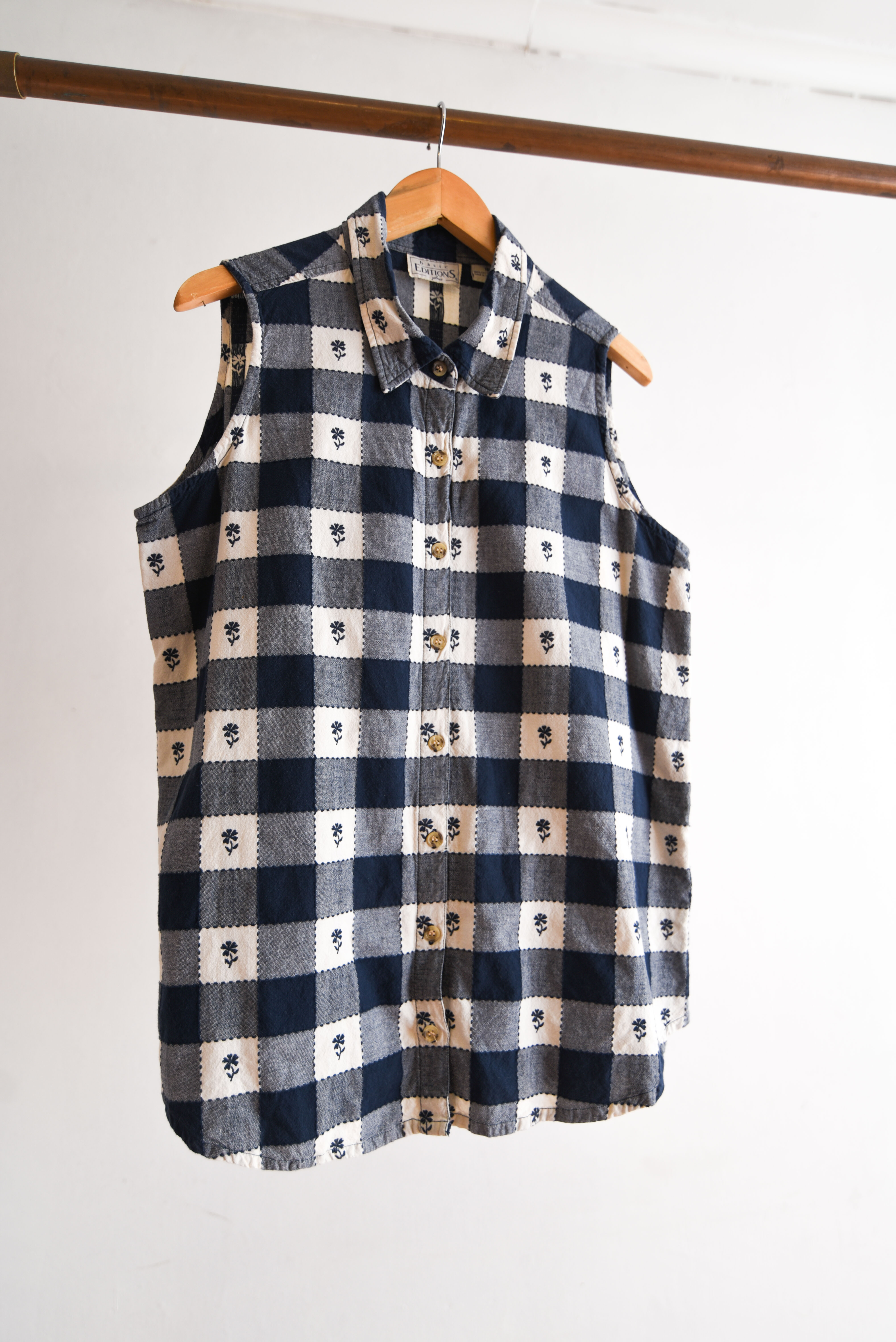 Blusa cuadros navy flores