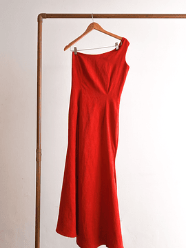 Vestido rojo fiesta asimétrico