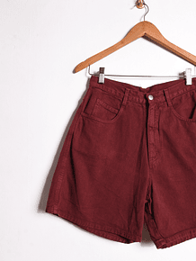 Short tiro alto rojo denim