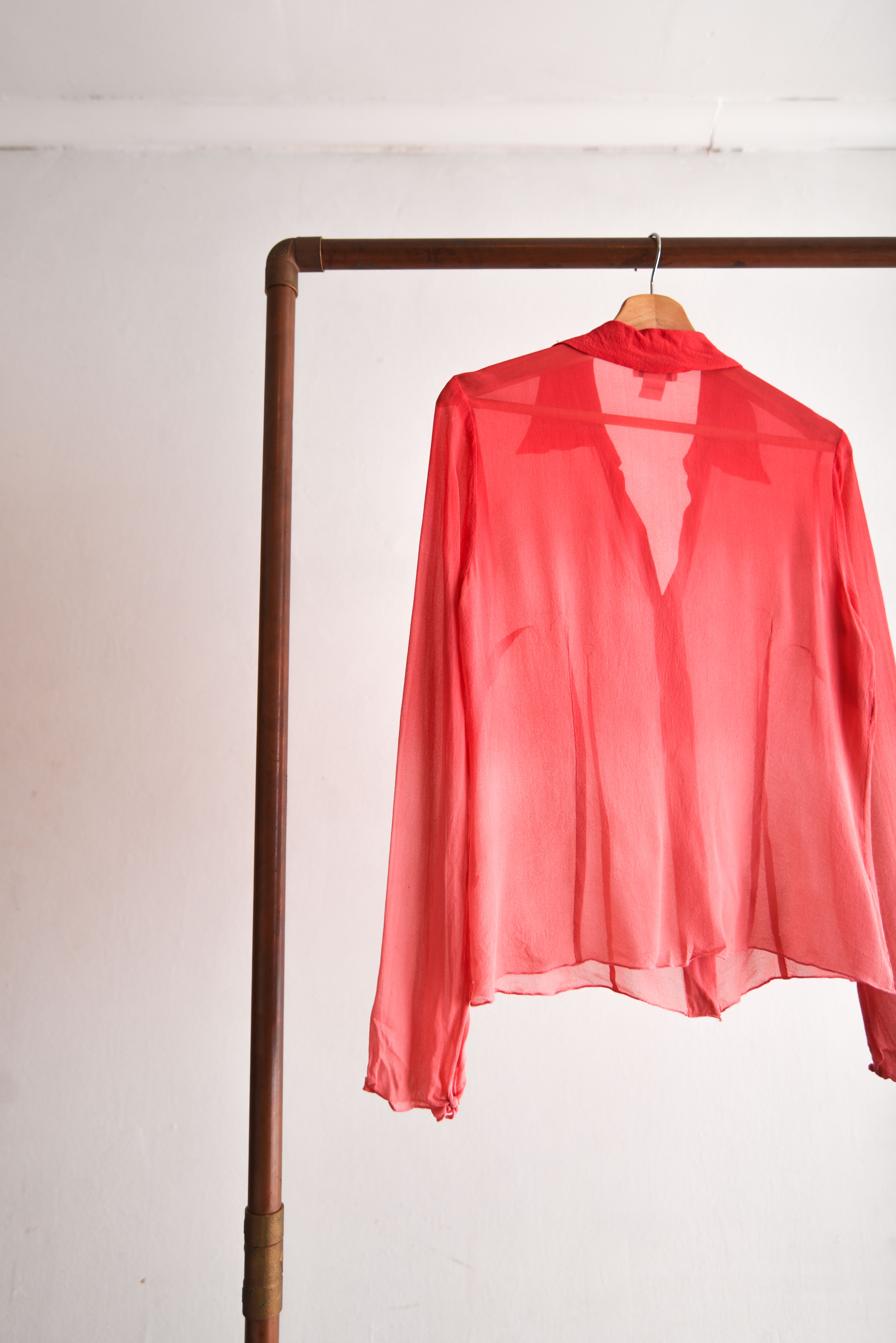Blusa coral degradé seda