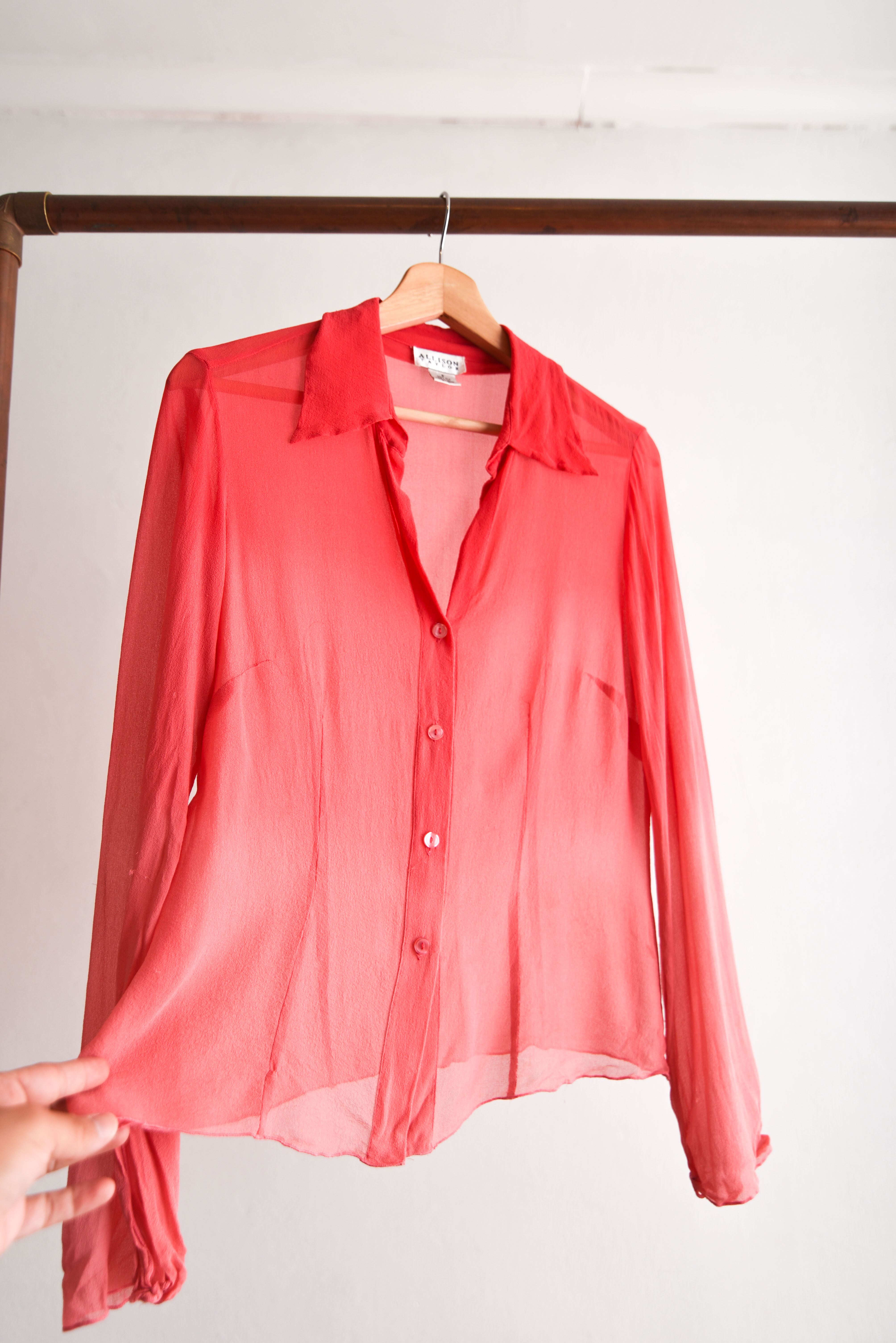 Blusa coral degradé seda