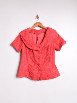 Chaqueta vintage coral encaje