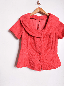 Chaqueta vintage coral encaje