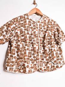 Blusa crop café floral