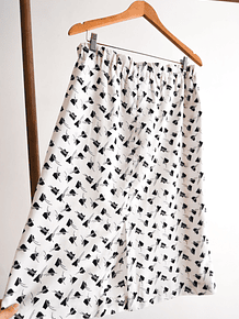 Falda midi blanca pinceladas