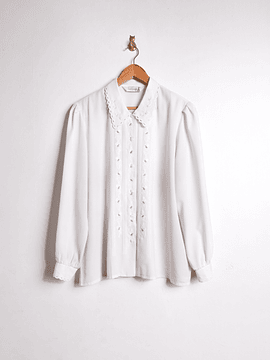 Blusa blanca bordada vintage