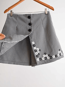 Falda short gingham flores vintage