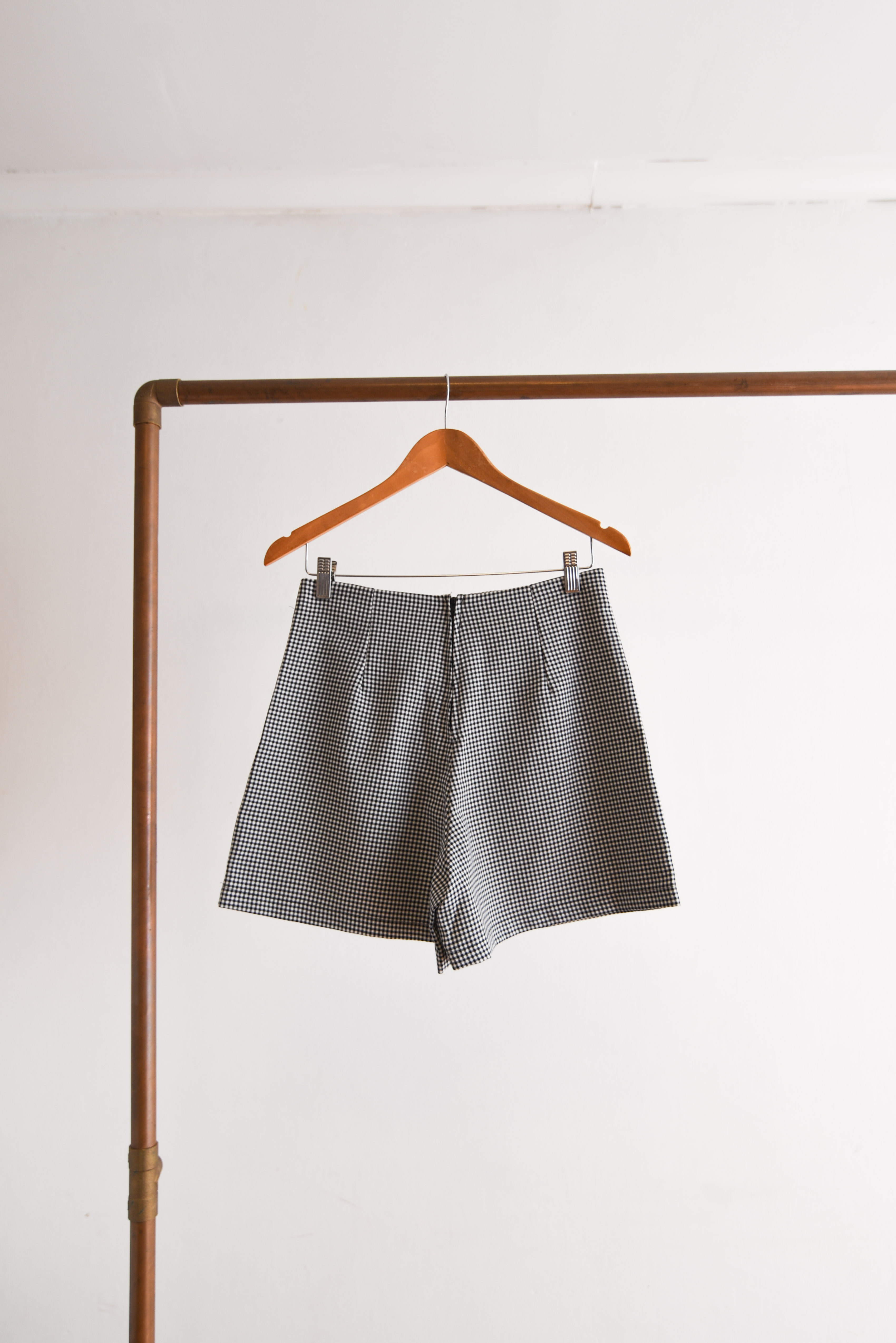 Falda short gingham flores vintage