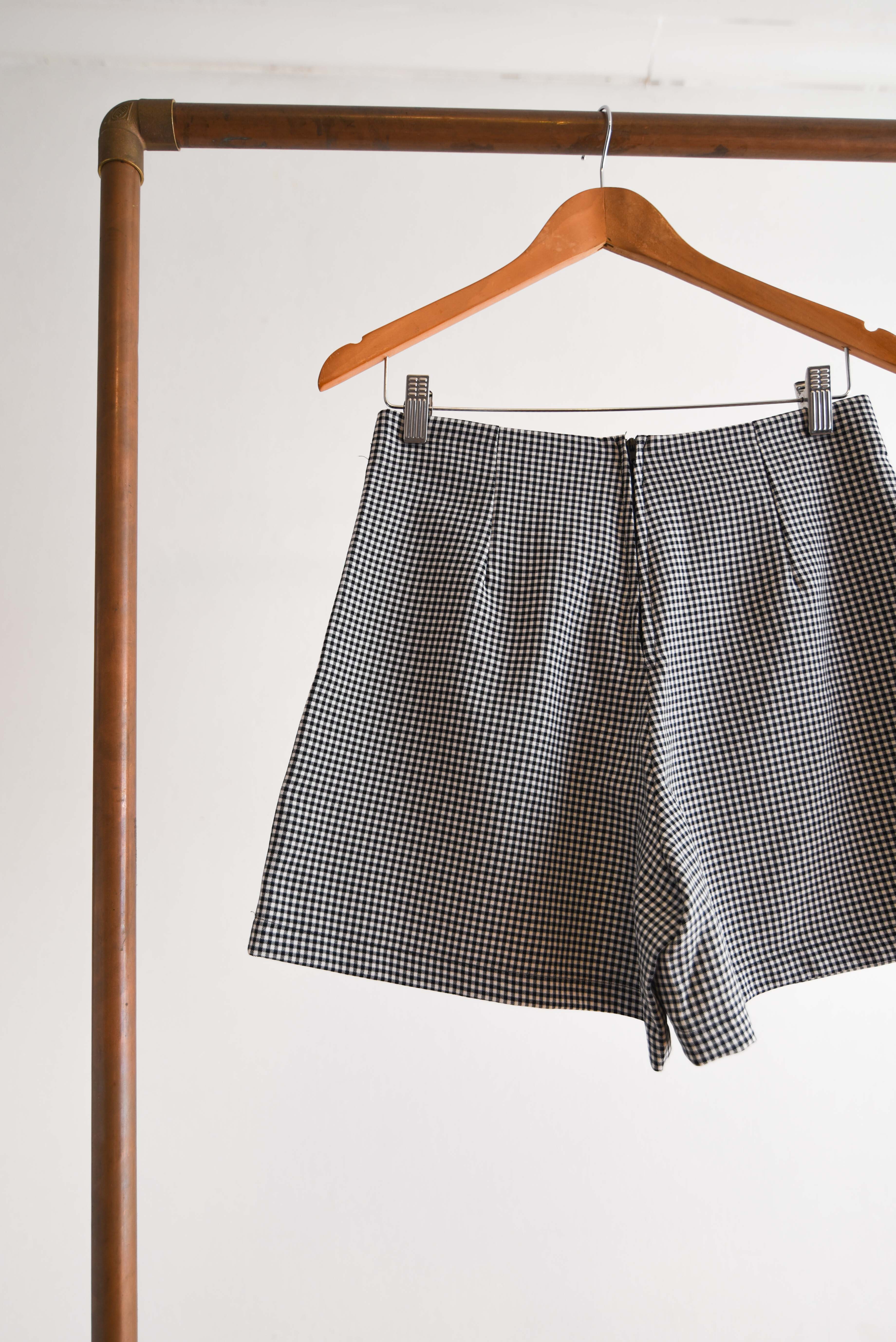 Falda short gingham flores vintage