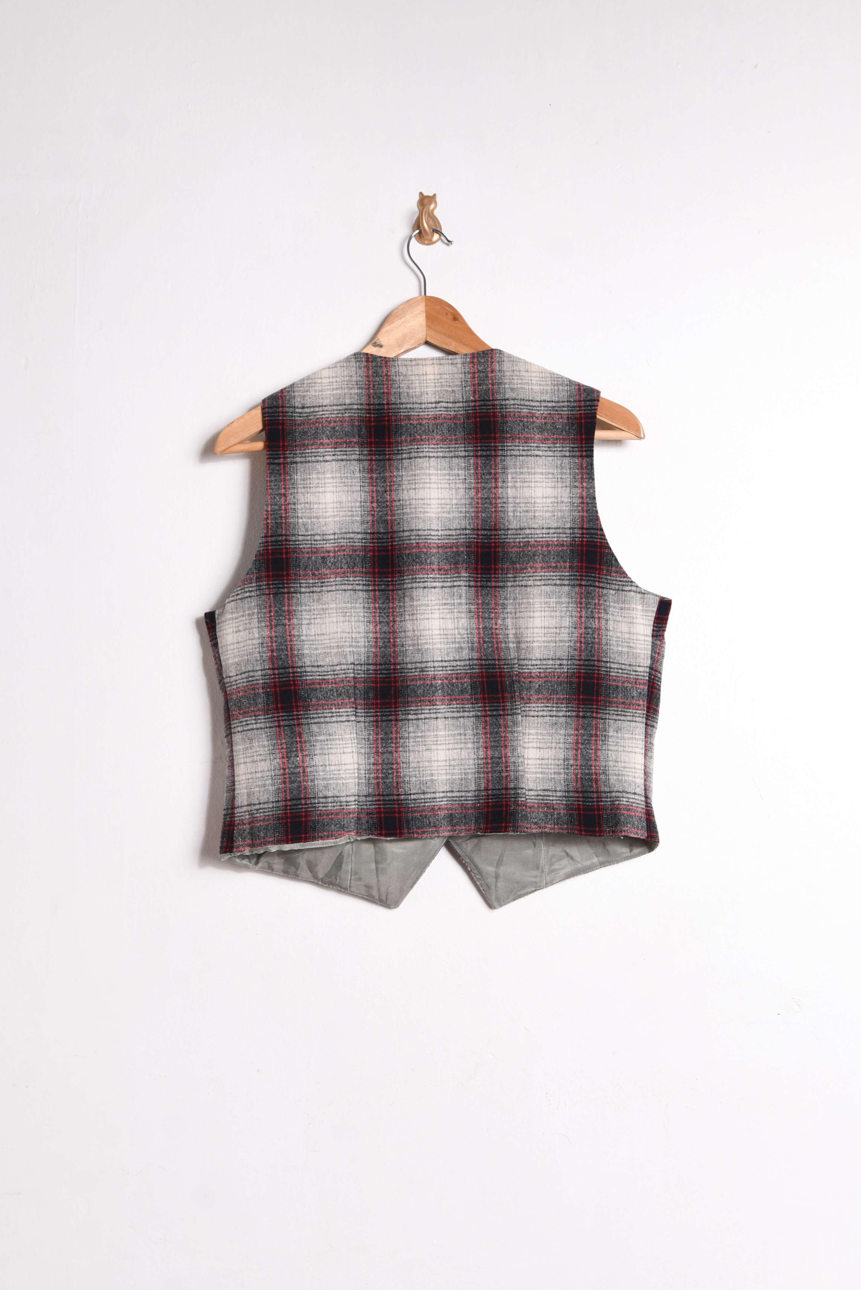 Vest tartán gris lana vintage