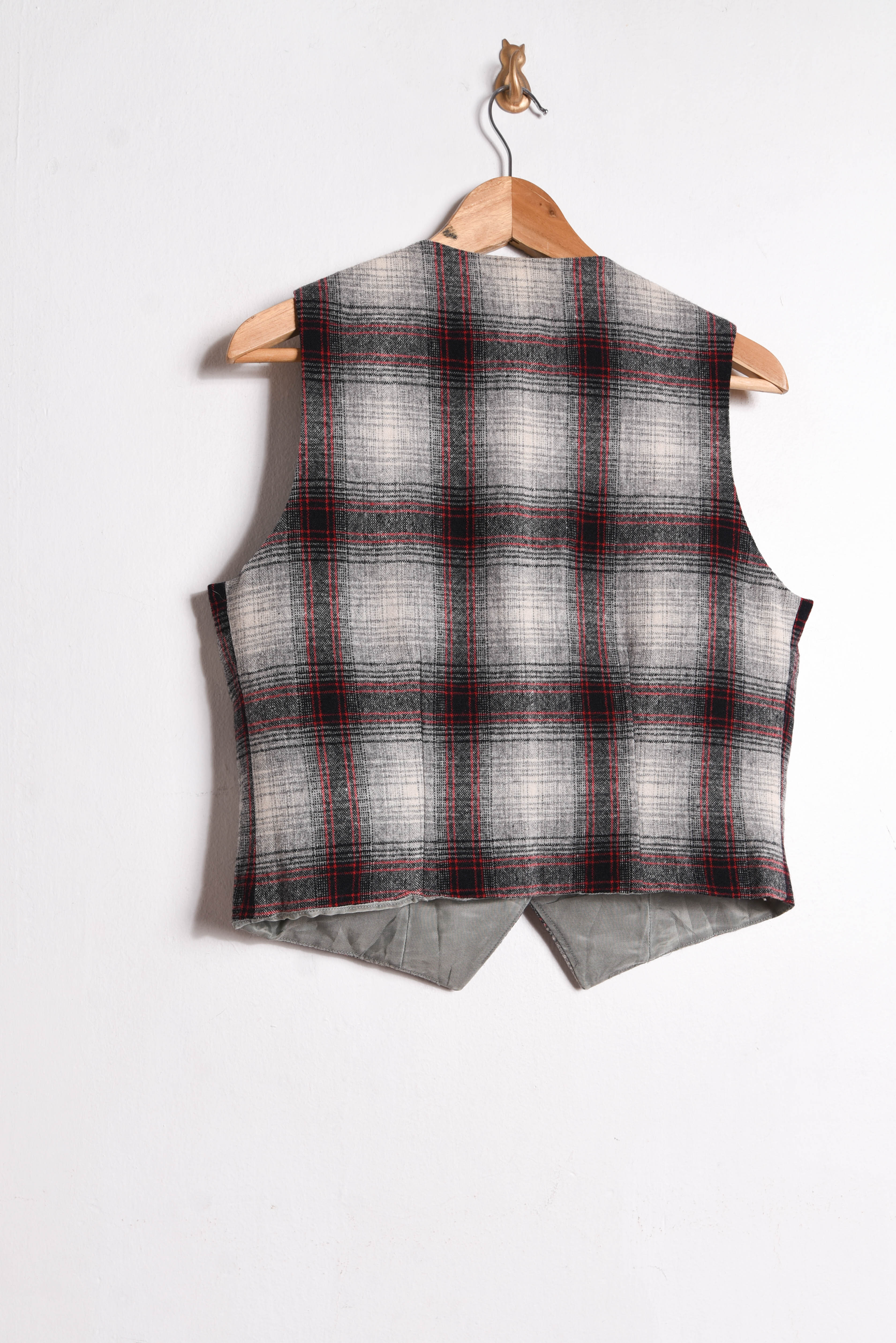 Vest tartán gris lana vintage