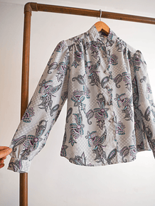 Blusa gris perla paisley vintage