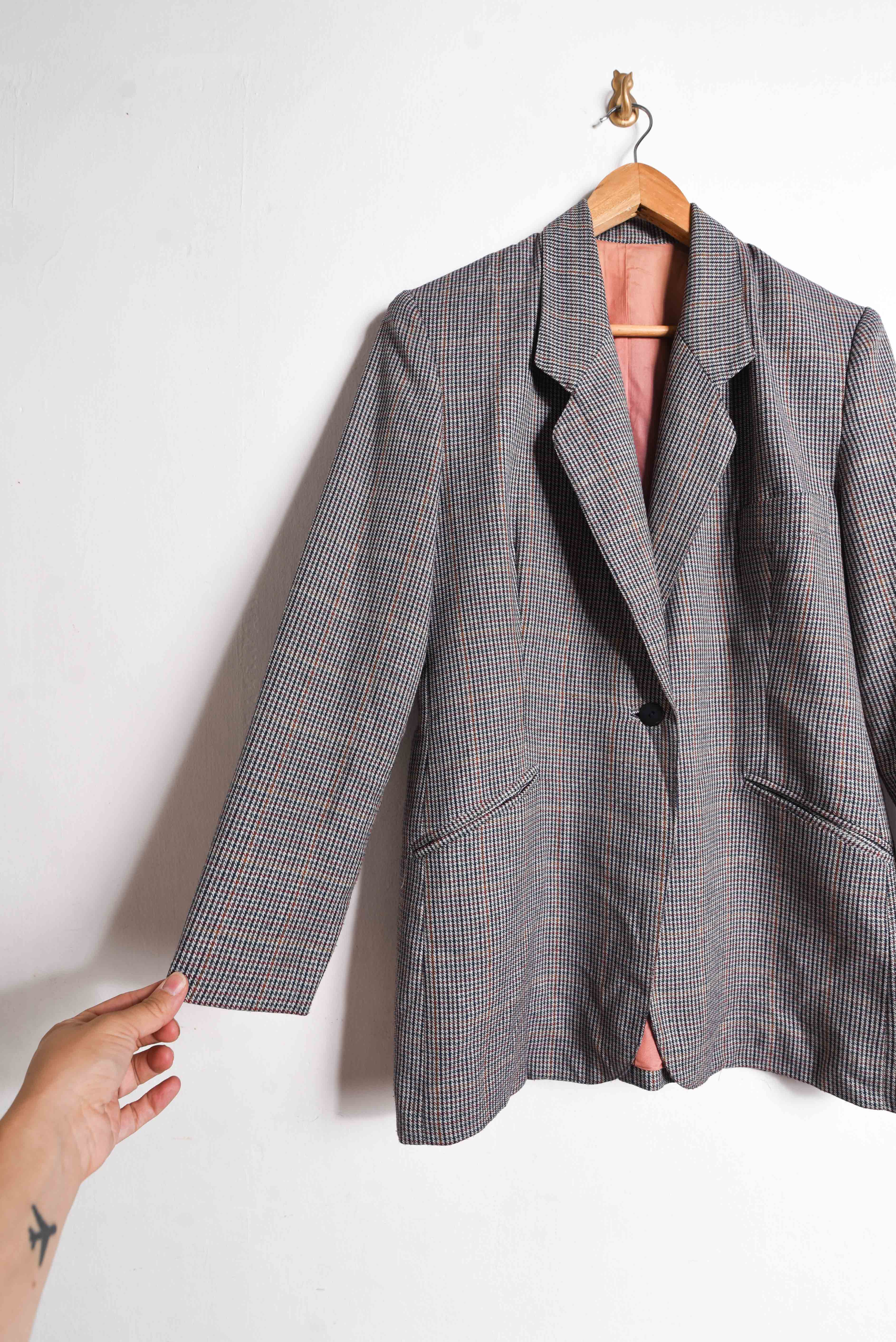 Blazer lana vintage micro pata de gallo 