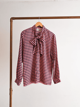 Blusa gris y rosa pata de gallo vintage