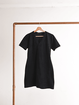 Vestido black V neck