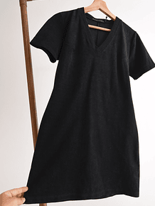 Vestido black V neck