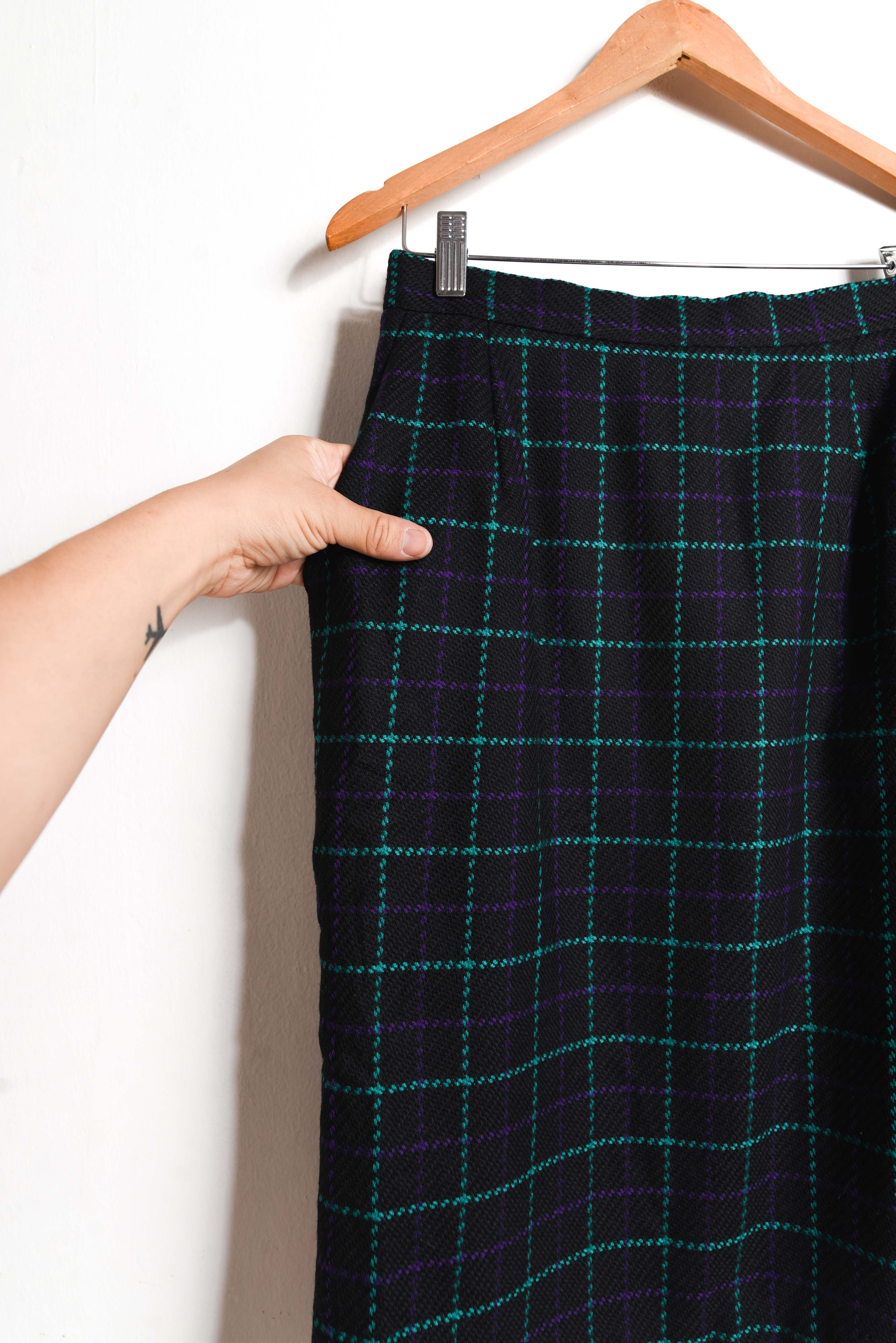 Falda tubo lana grilla