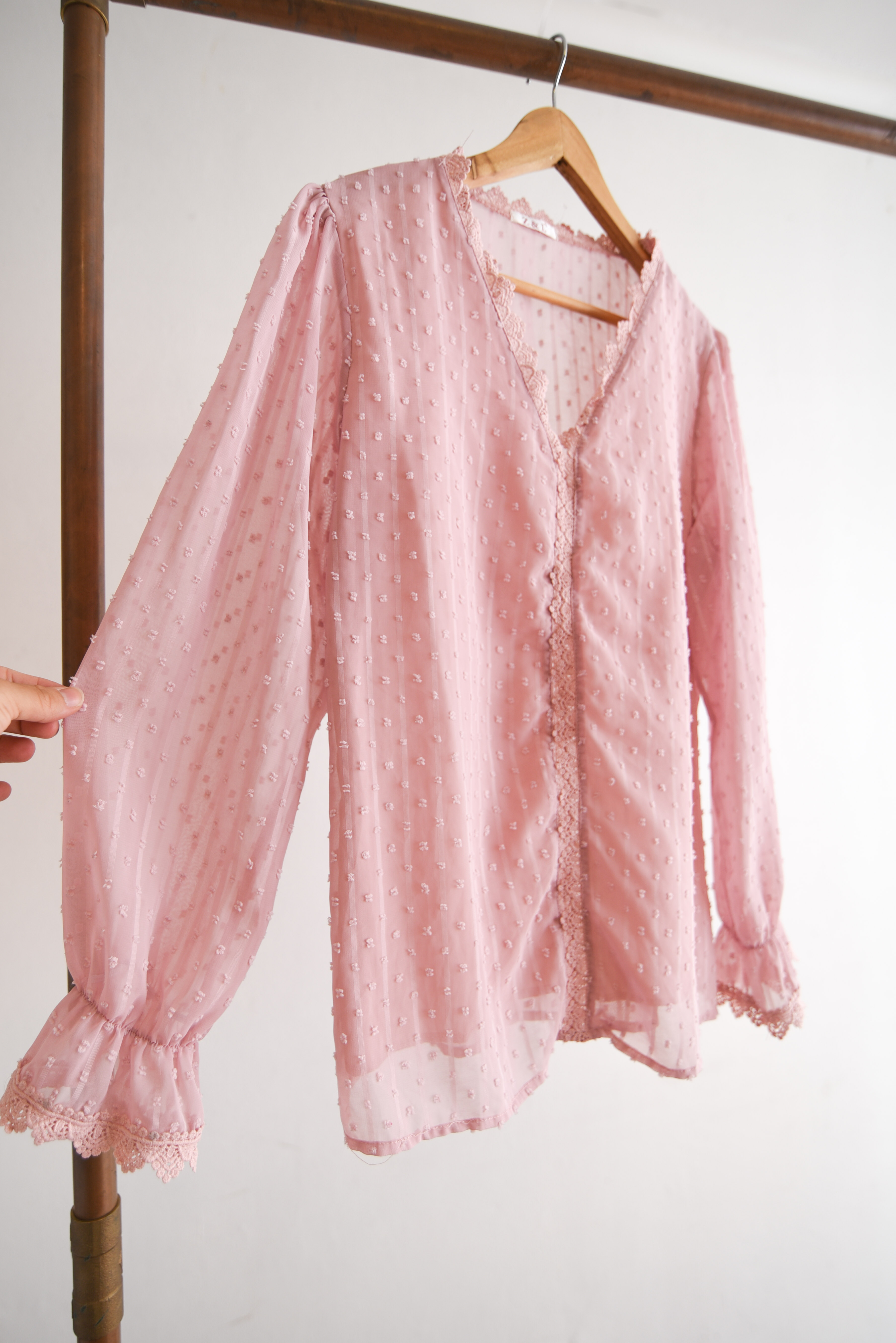 Blusa rosa palo romántica