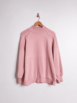 Polerón rosa palo cuello subido