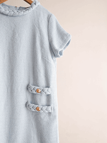 Vestido tweed celeste pastel