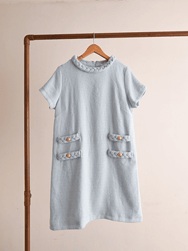Vestido tweed celeste pastel