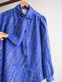 Blusa 80s azulina lazo y puntos