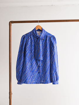 Blusa 80s azulina lazo y puntos