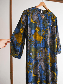 Vestido bambula azulino figuras