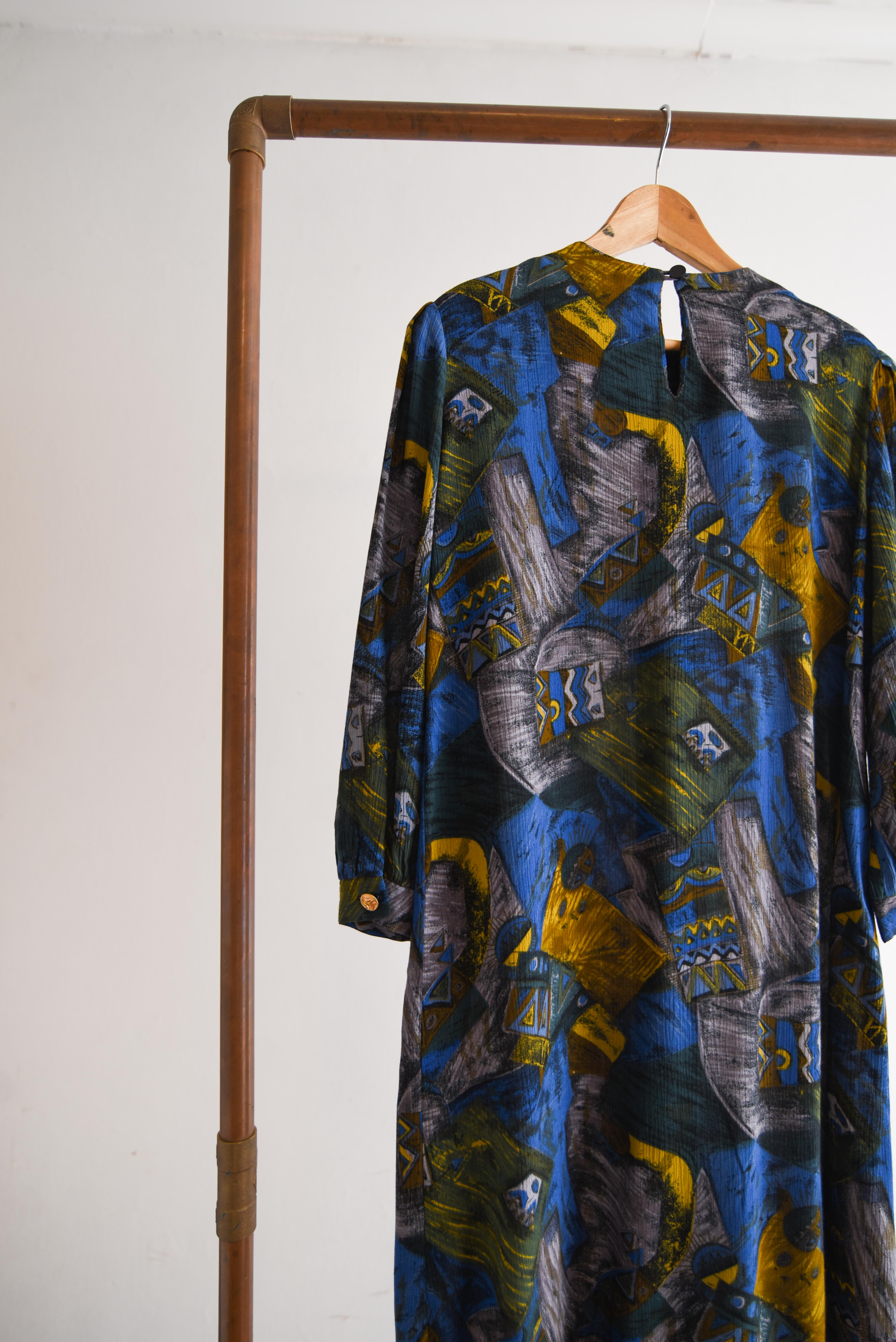 Vestido bambula azulino figuras