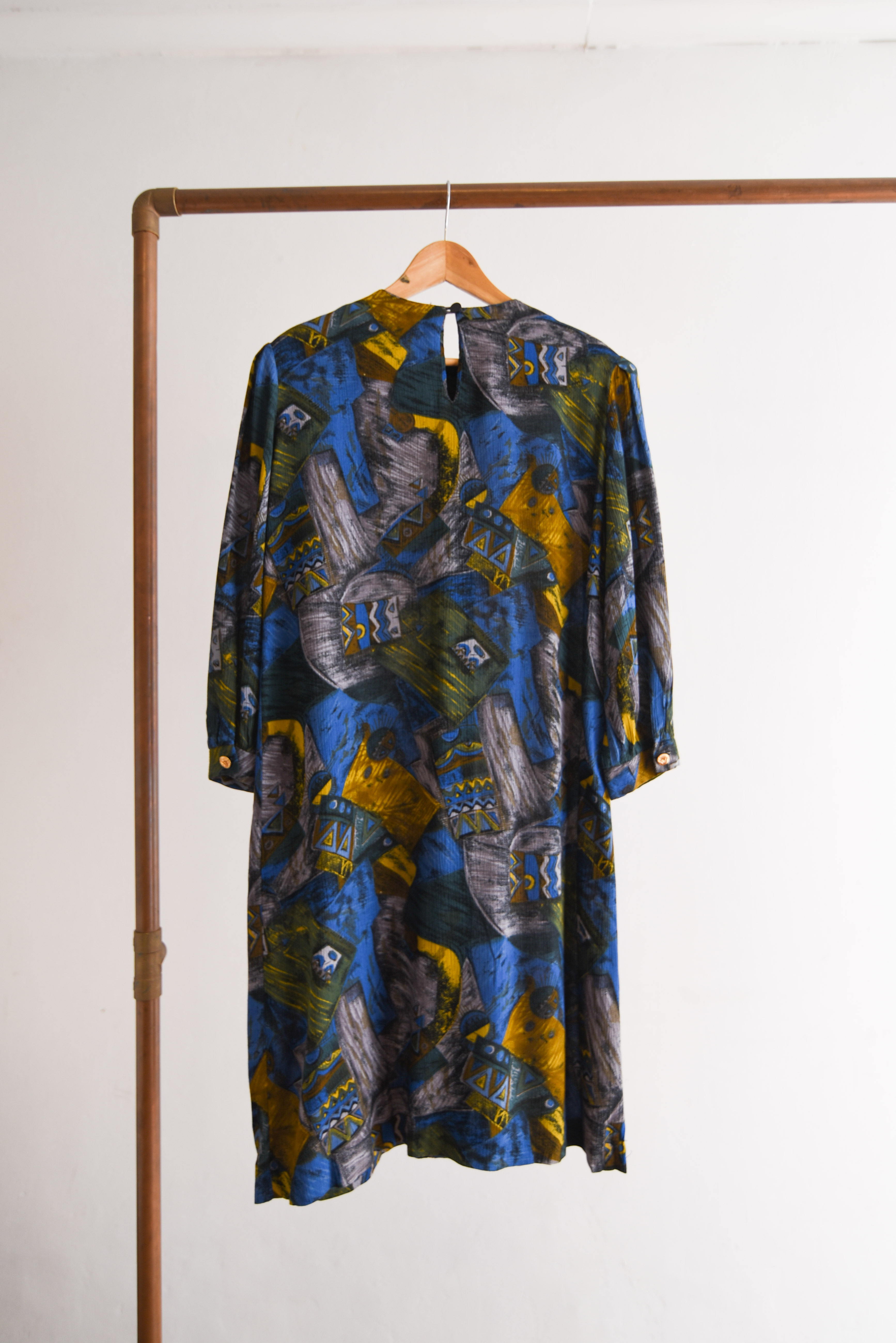 Vestido bambula azulino figuras