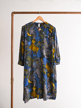 Vestido bambula azulino figuras