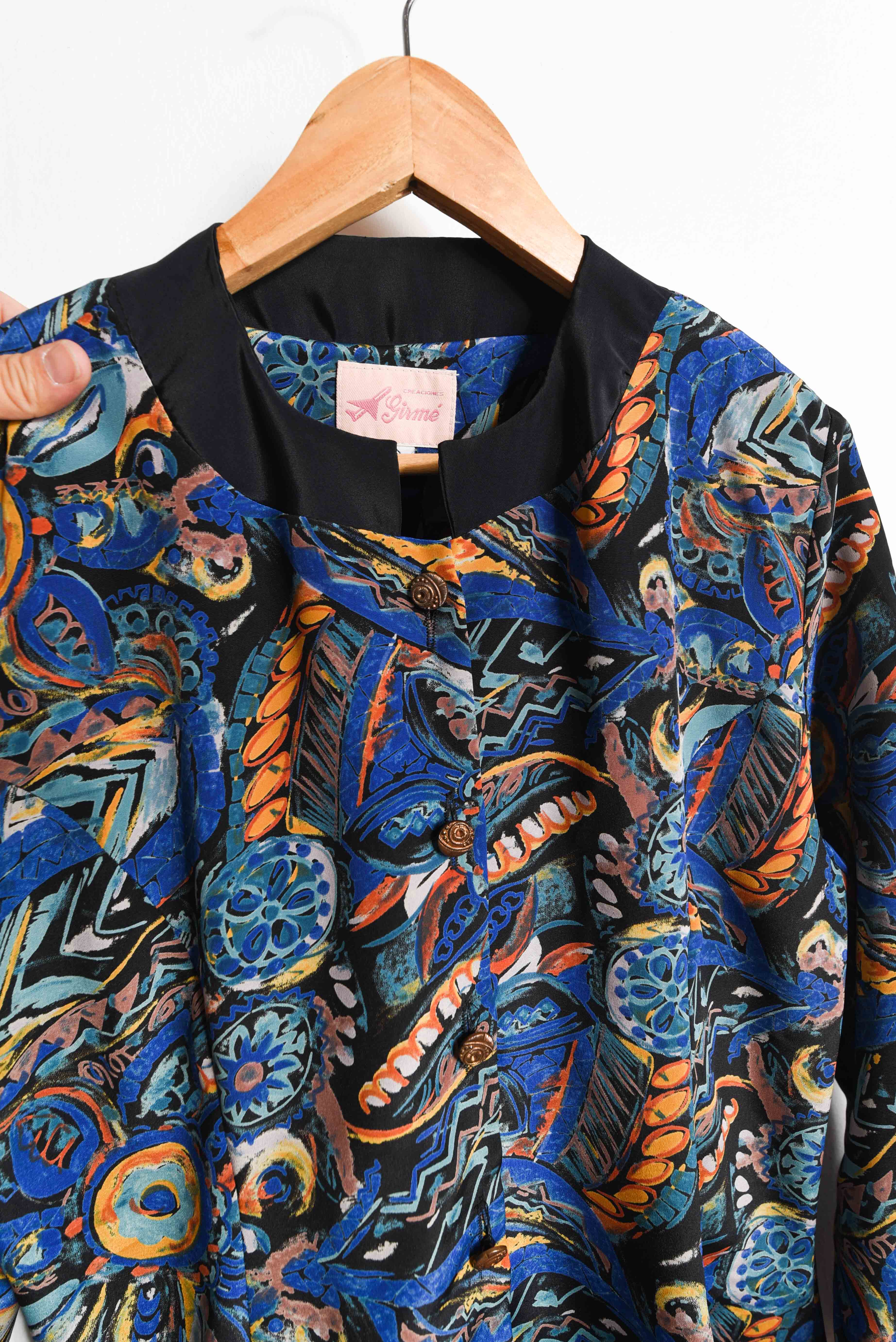 Blusa azulina acinturada vintage