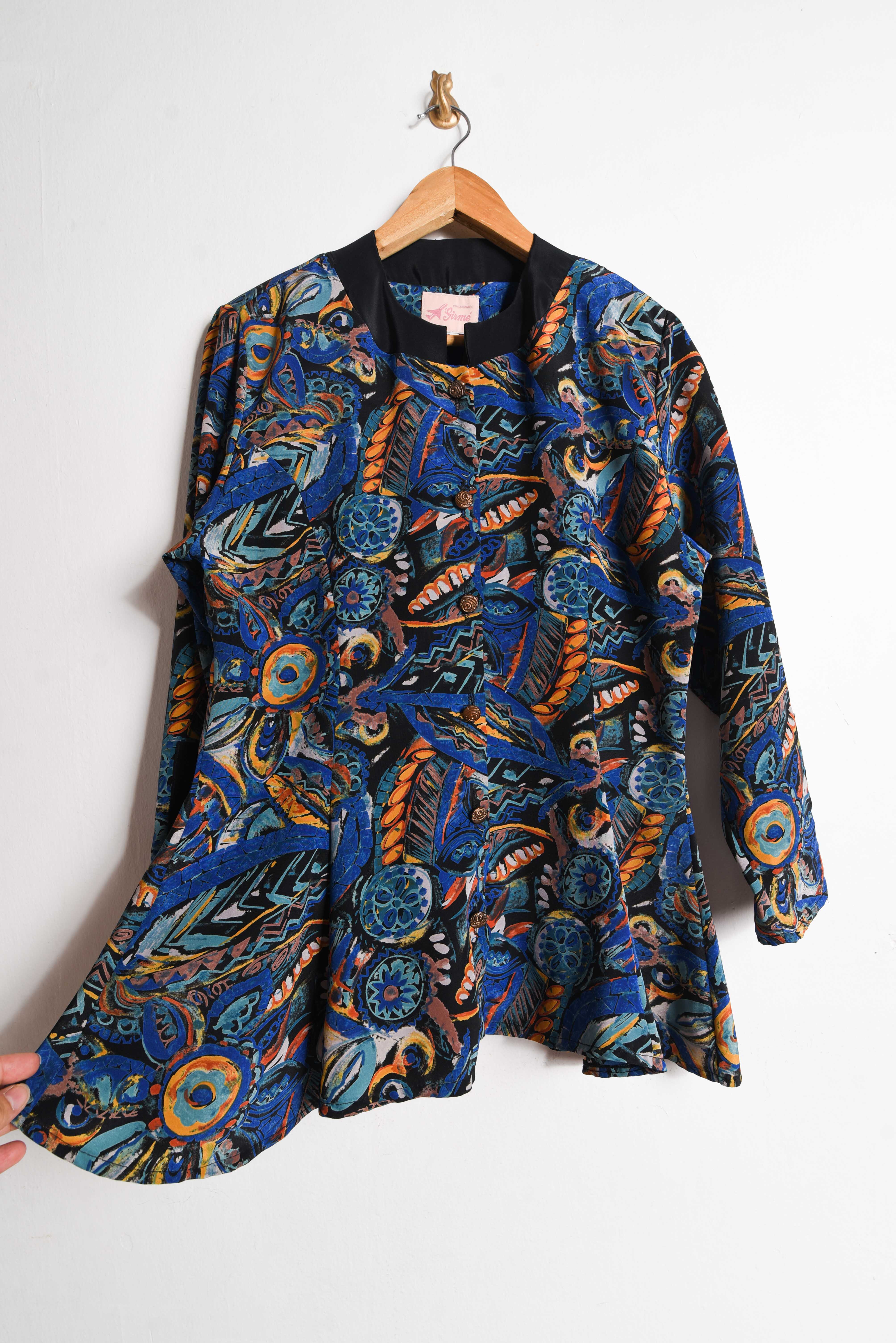 Blusa azulina acinturada vintage