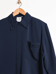 Blusa azul navy vintage bordada