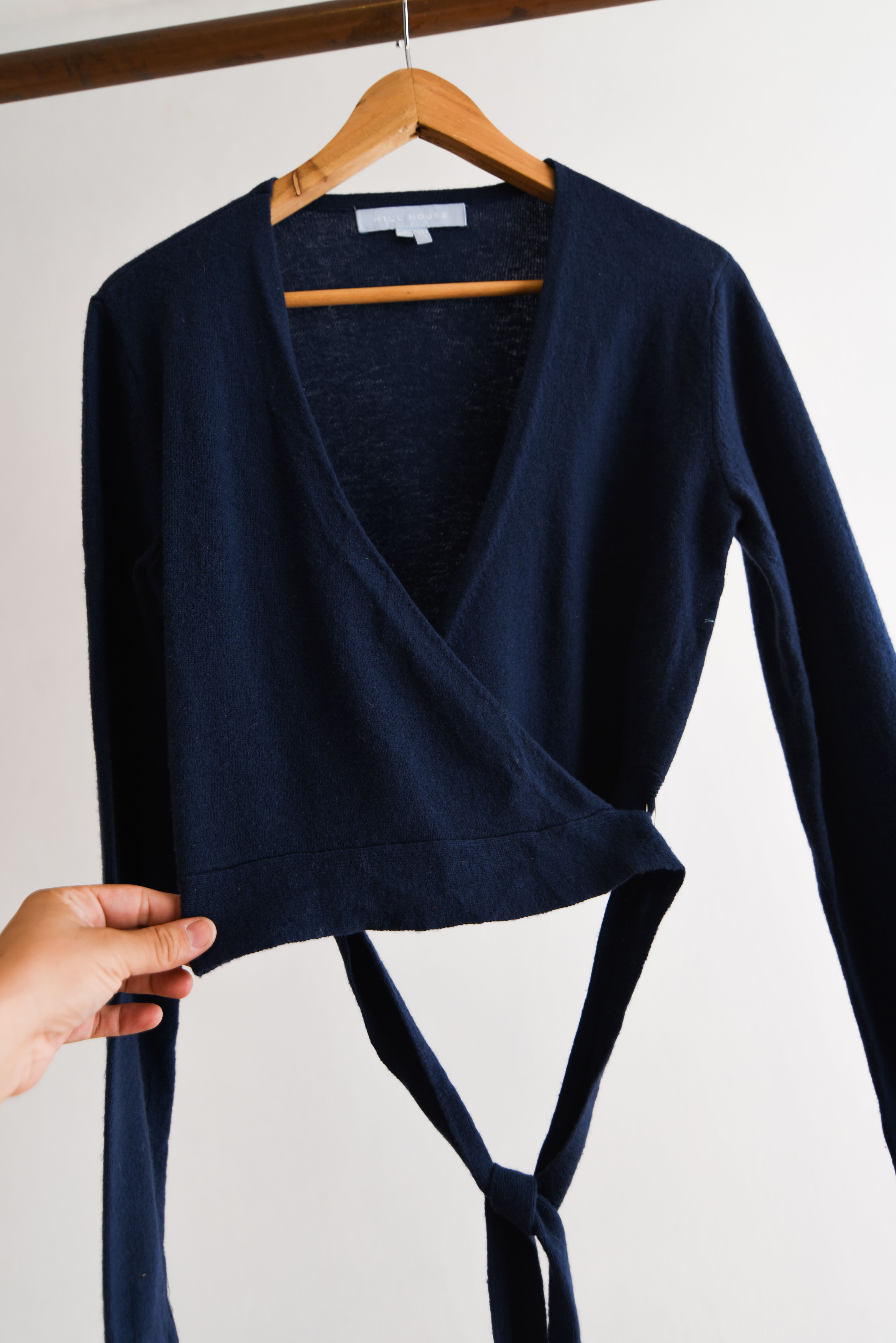 Cardigan cruzado azul navy lana merino