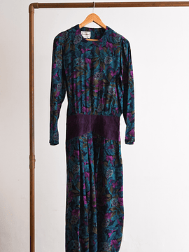 Vestido floral otoñal gamuza purple