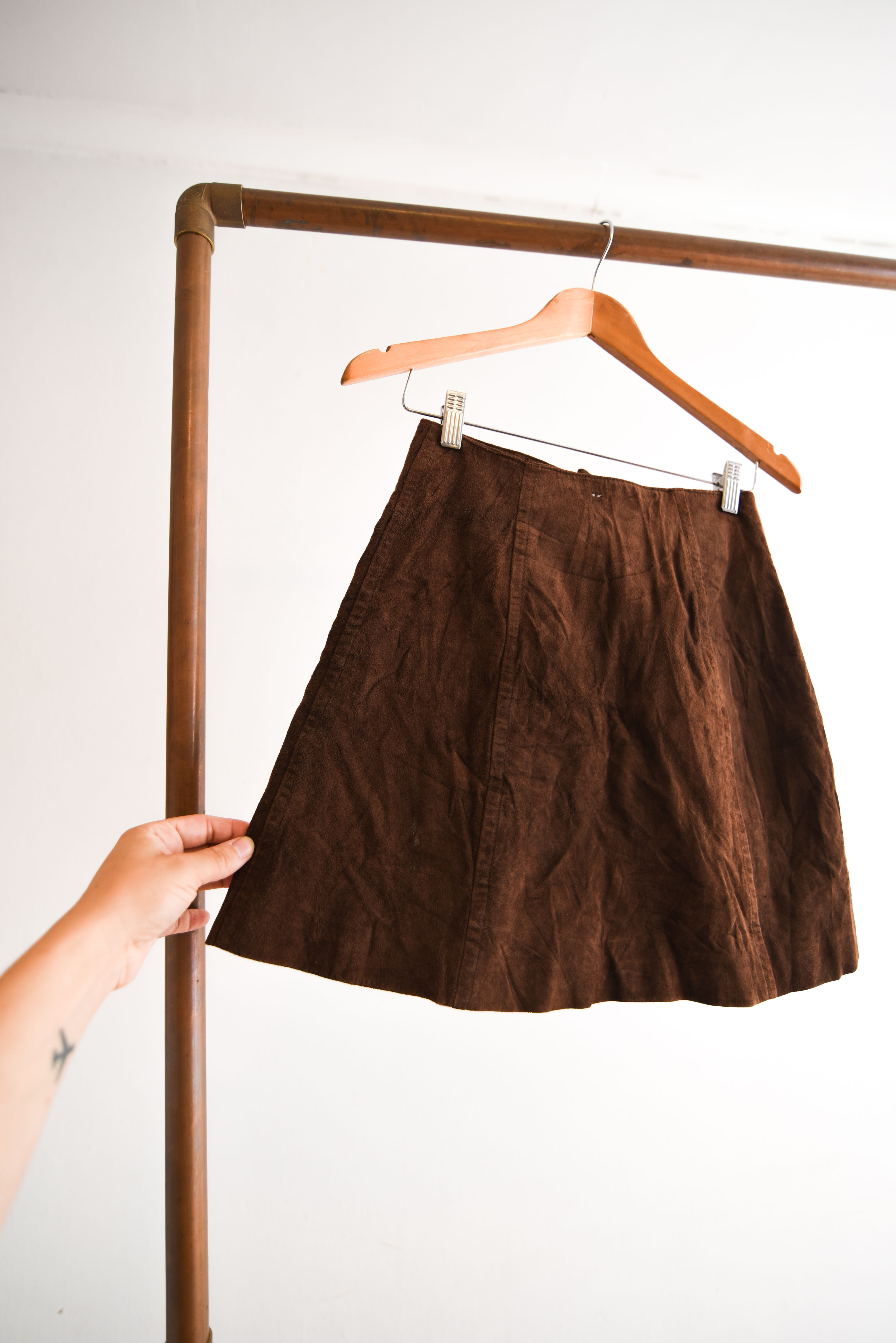 Mini falda café gamuza 90s