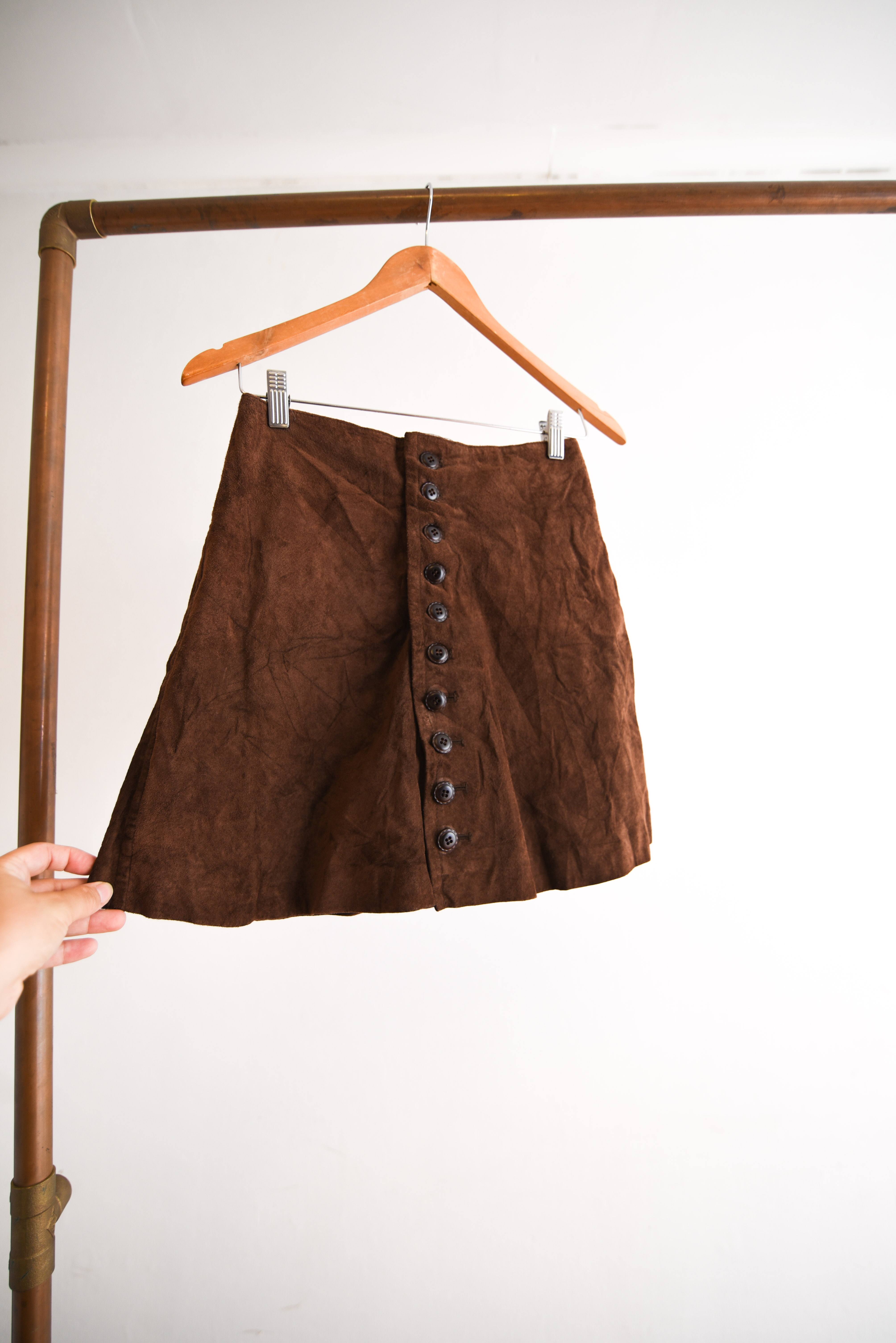 Mini falda café gamuza 90s