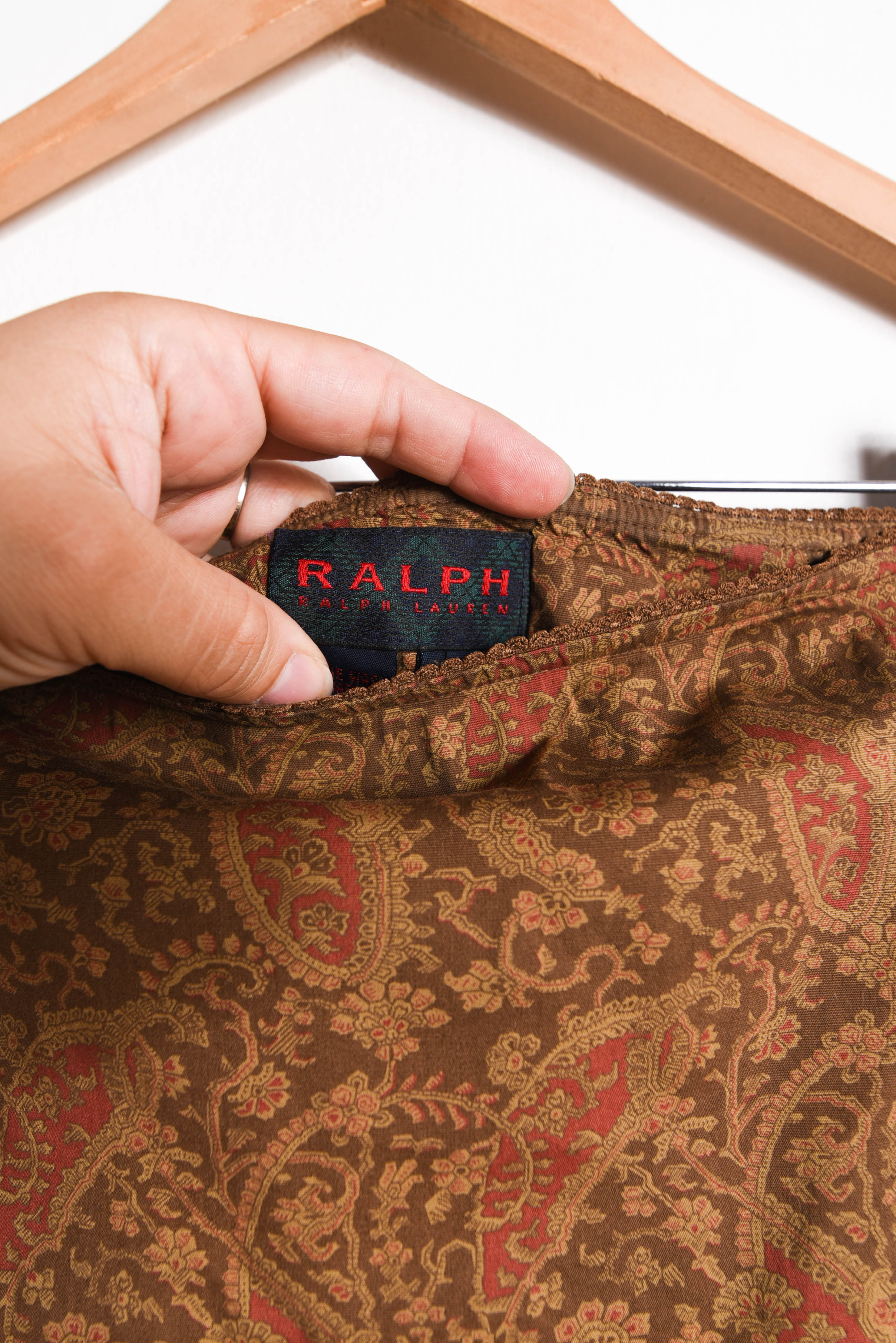 Falda café Ralph Lauren